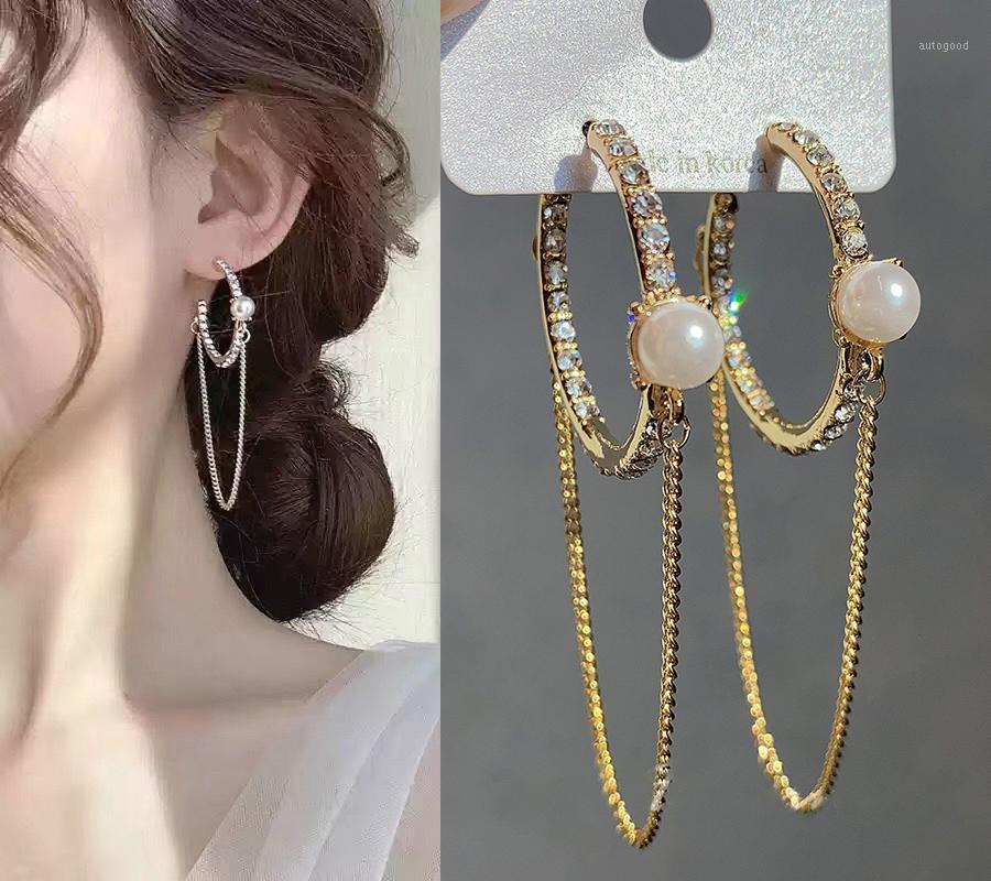 

Dangle & Chandelier Vintage Geometric Round Pearl Chain Drop Earrings For Women Trendy Jewelry Tassel Female Wedding Brincos 2021 Statement