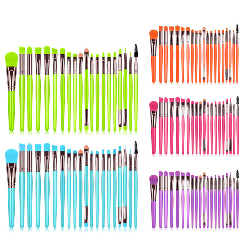 

20Pcs Fluorescent Makeup Brushes Set Powder Foundation Eyeshadow Eyeliner Lip Brush Tool Make Up Brushes beauty tools maquiagem