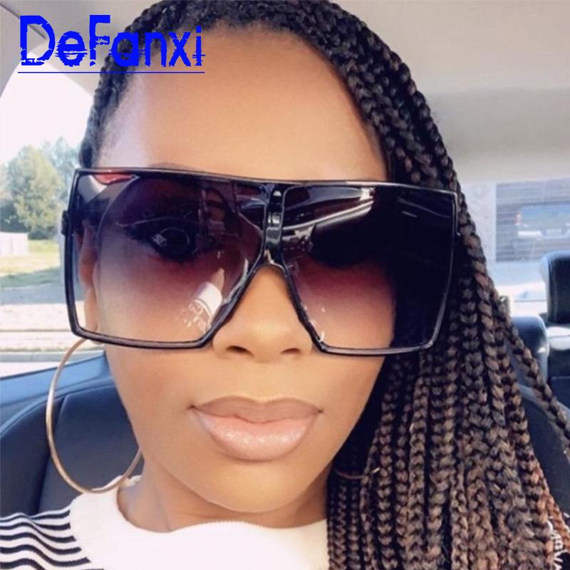

Brown Oversized Square Sunglasses Women Luxury Fashion Big Shades 2020 Popular Plastic Sun Glasses Mask Large Eyewear UV400