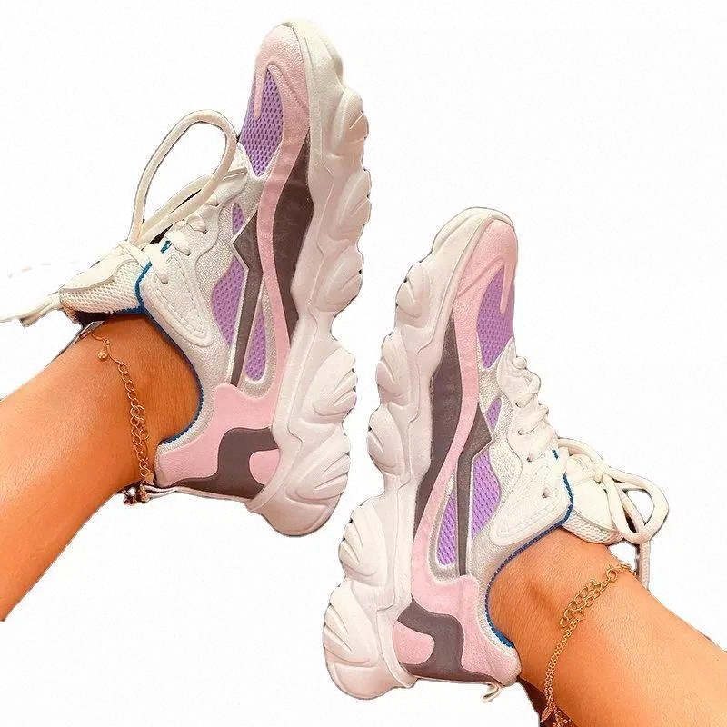 

Spring/Autumn 2021 Women Sneakers Fashion Lace-up Platform Shoes Mixed Colors Designer Shoes Women Plus Size 35-43 High Quality #2Q6P