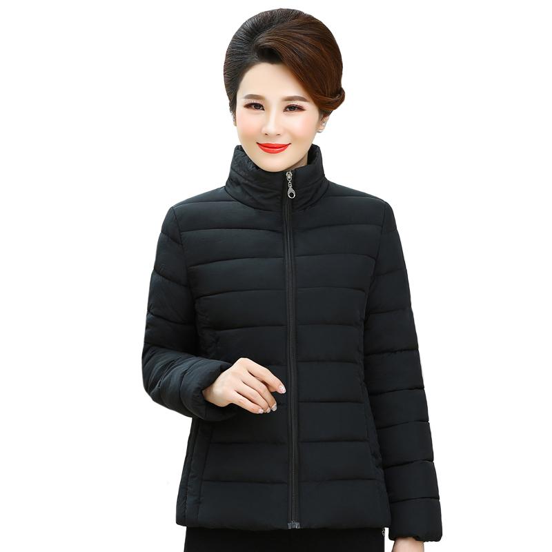 

2020 New Winter Jackets Women Plus Size Winter Coat Women Elegant Parkas Stand Collar Solid Thick clothes Outerwear, Black