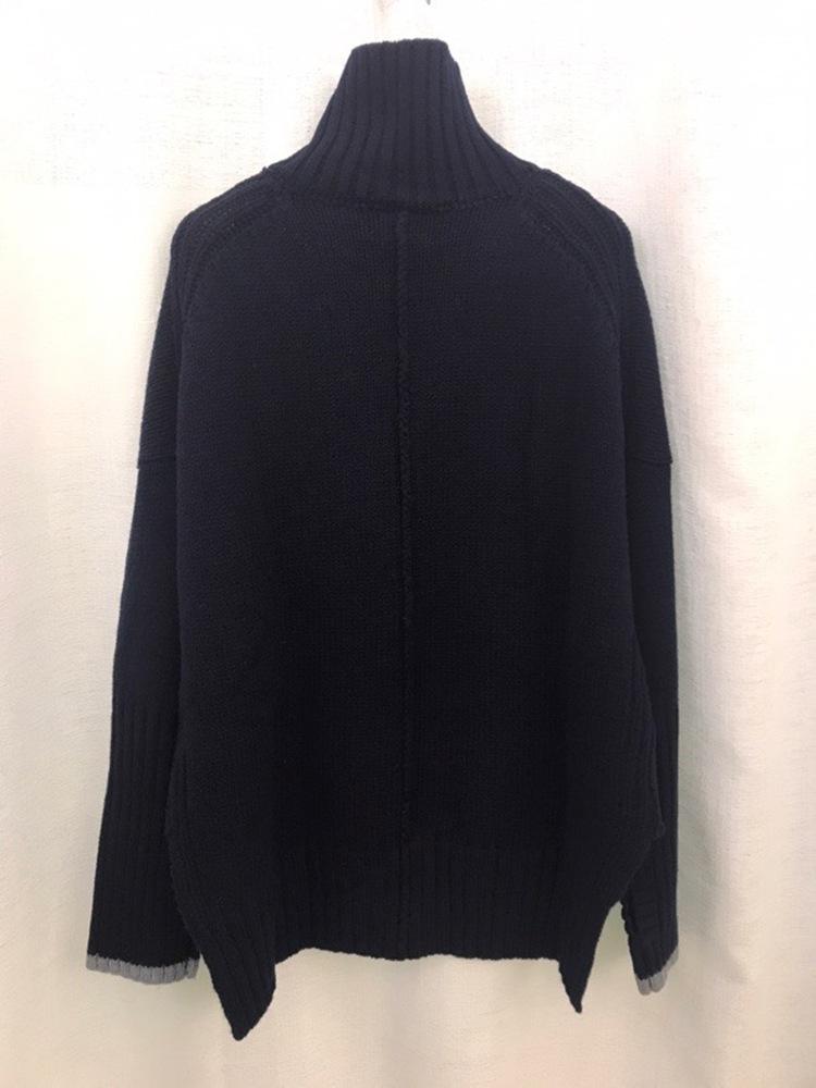 

100% Wool Women Knitted Sweater Turtleneck Long Sleeve Letters Jumpers Knitwear Female Pullover Top For 2020 Autumn and Winter, As pic