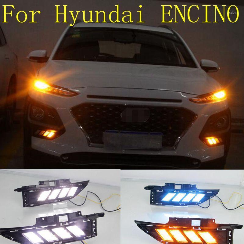 

DRL For ENCINO Kona 2020 2020 waterproof 12V LED CAR DRL Daytime running lights fog lamp cover with turn signal relay1, As pic