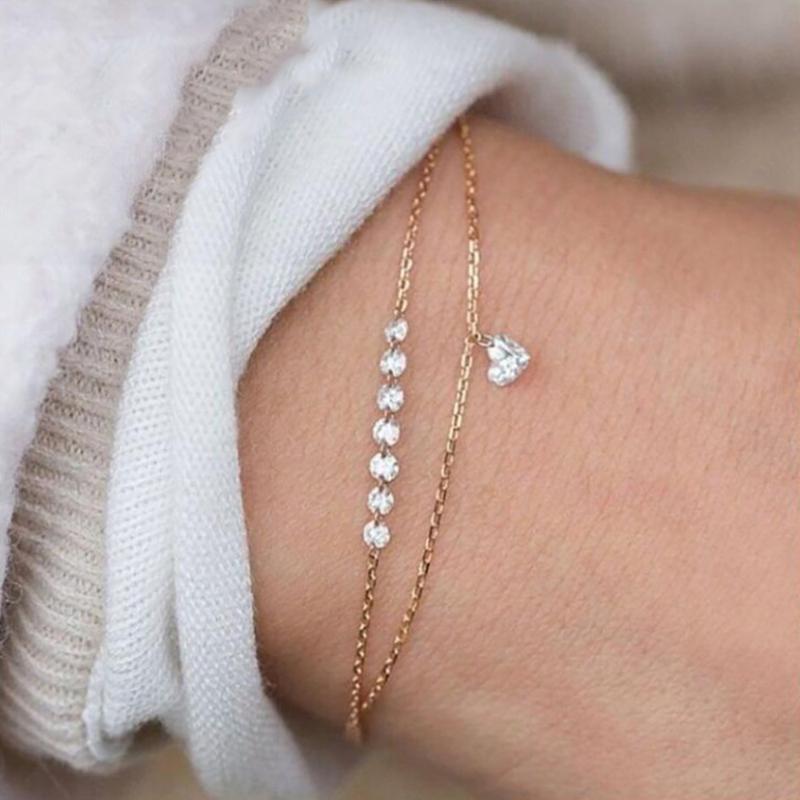 

Charm Bracelets 2021 Fashion Simple Pretty Women Rhinestone Crystal Multilayer Bracelet Bangle Cuff Jewelry