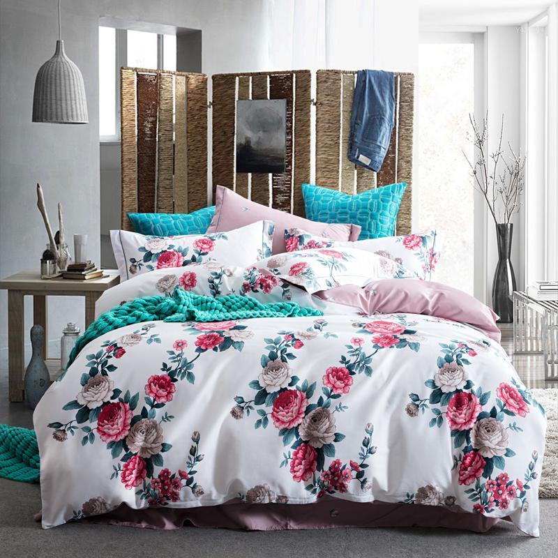

European Bedding Set Egyptian Cotton Bed Linen Soft Satin Textile for Home Floral Duvet Cover Pillowcases Bedspread on Bed 4pcs1, 26