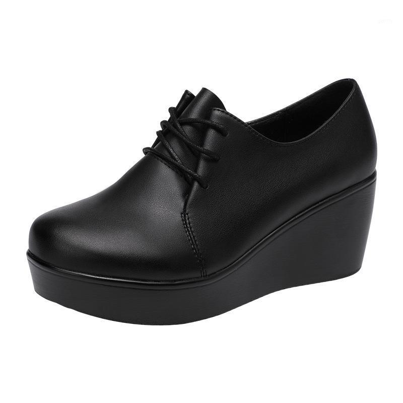 

Plus Size 32-43 Platform Shoes Women Oxford Shoes 2021 Fall Winter Deep Mouth High Heels Pumps Ladies Leather for Work1, Black
