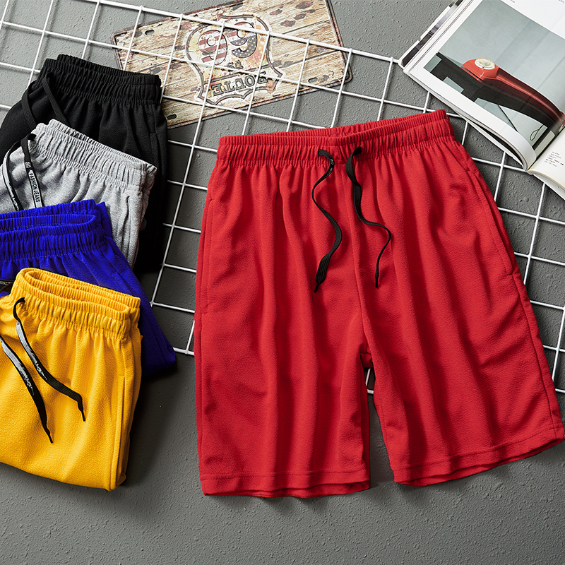 

Summer New Trend Men Shorts Joggers Casual Loose Short Trousers Hip Hop Street Mens Solid Straight Beach Shorts Elastic Waist, Ym588 yellow