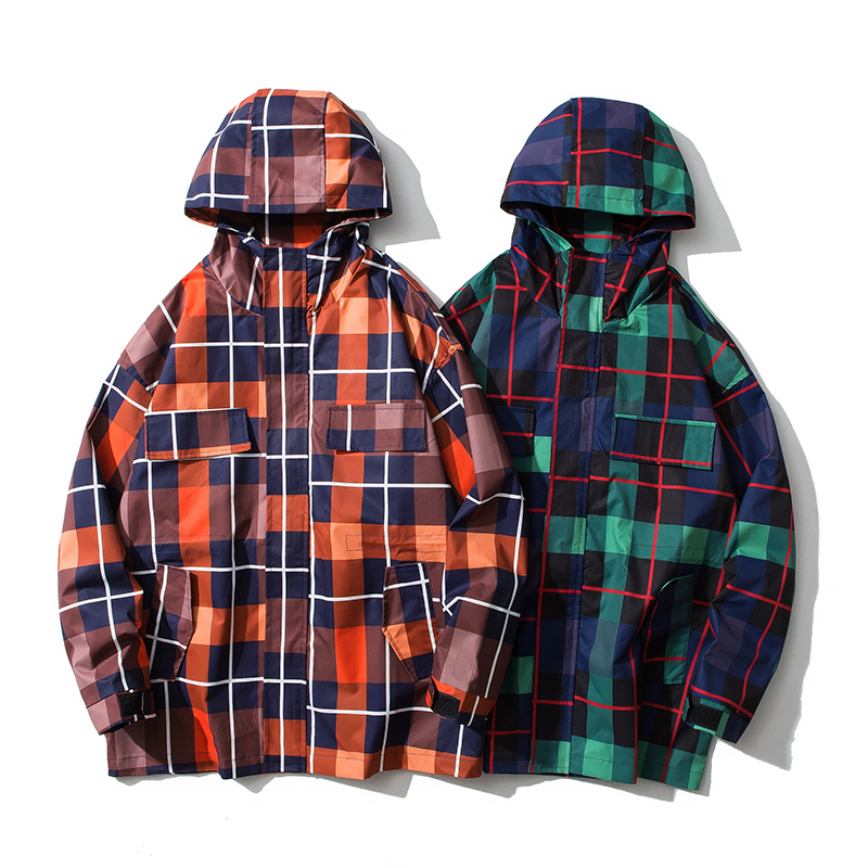 

2021 New Casual Mens Windbreaker Plaid with Hooded Jackets Long Trench Coat for Men Spring Autumn Clothes 8j7s, 050 2