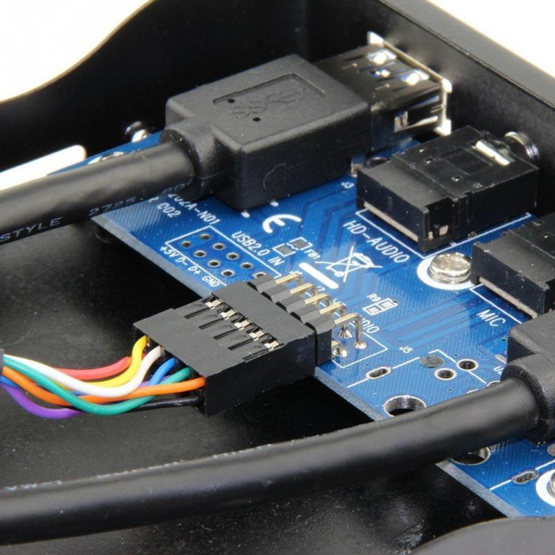 

USB 3.0 2 Port 3.5in High Speed Metal Plug And Play Adapter Hub Desktop Front Panel Microphone Input Open HD Output Floppy Bay