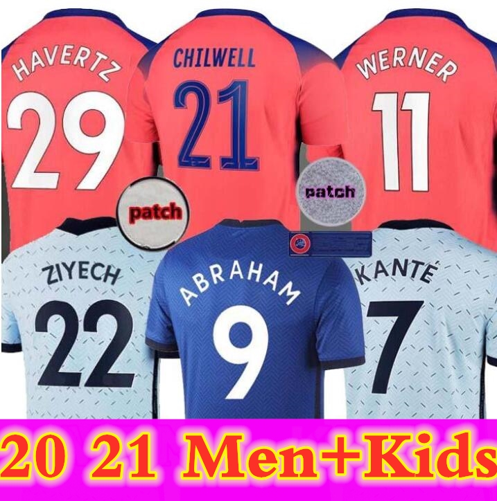 

20 21 soccer jerseys ABRAHAM WERNER HAVERTZ CHILWELL ZIYECH LAMPARD football shirt PULISIC Camiseta KANTE MOUNT 2020 2021 Men + Kids kit set