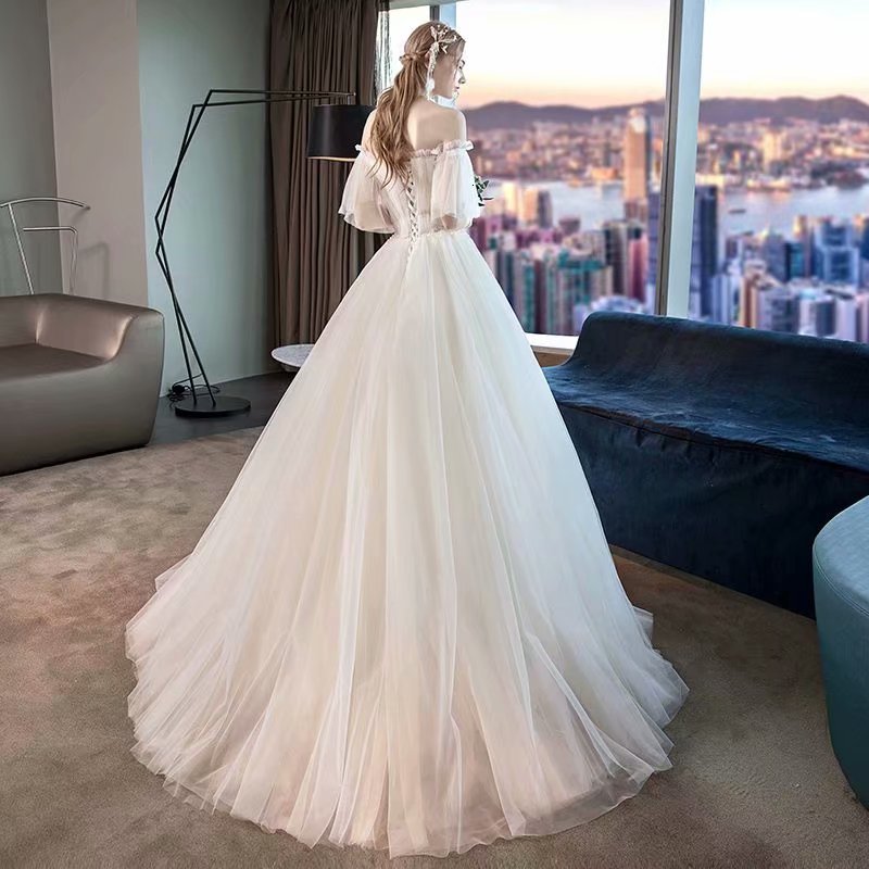 

2021 New Dressed Wedding Dress 1087*lace Robe Soiree Elegant Assortment Lace-up YS0C, Ivory white
