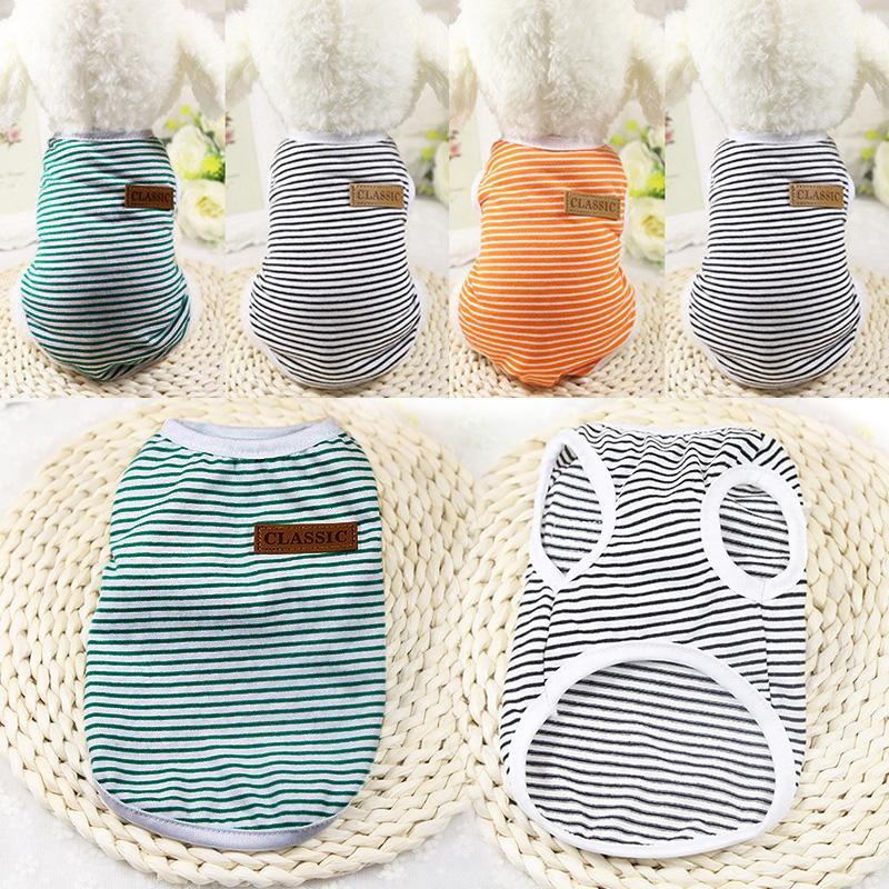 

Newest Summer Pet Cat Vest Clothes For Small Cats Animal Cotton Fashion Stripe Clothes For Cats Vest Chihuahua York 35 S11