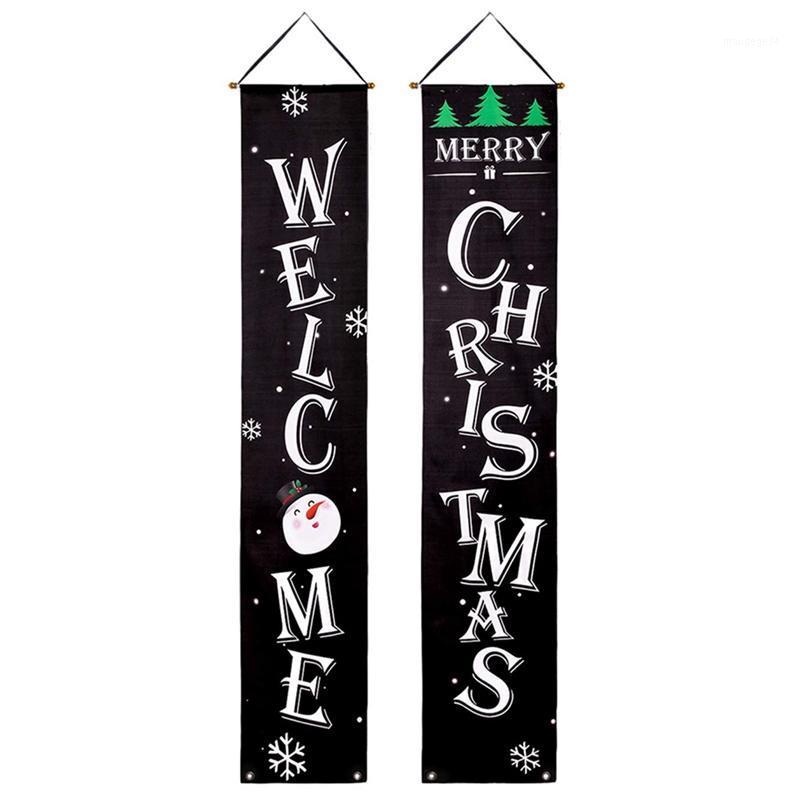 

Christmas Porch Sign Welcome and Merry Christmas Hanging Sign for Holiday Home Indoor Outdoor Porch Wall Decoration1
