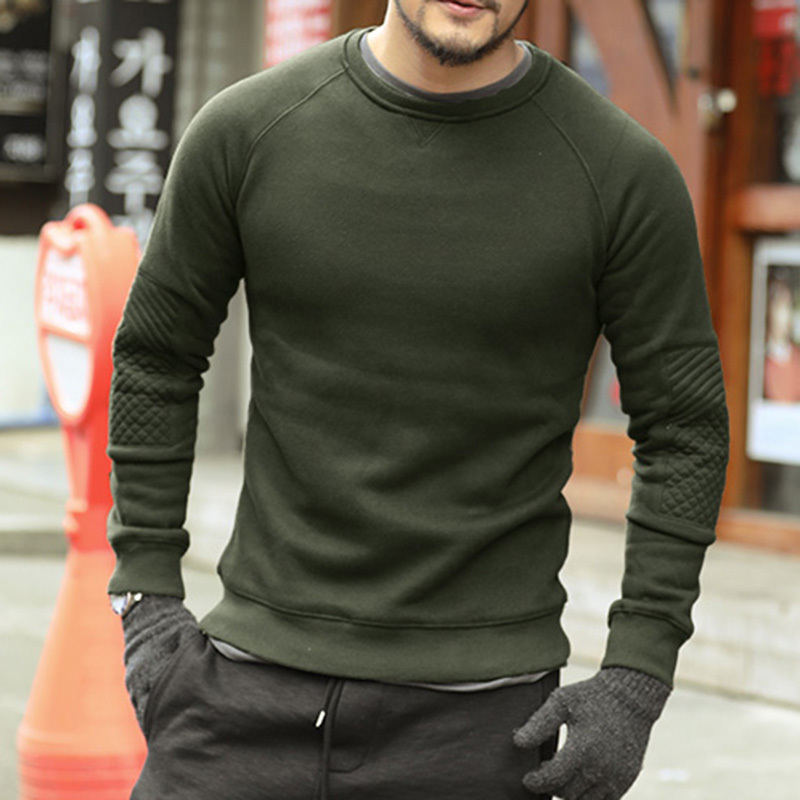 

Men solid fleece hoodies thickening Metrosexual slim cotton casual winter brand new arrival sweatshirt o neck fashion F0011, Indigo