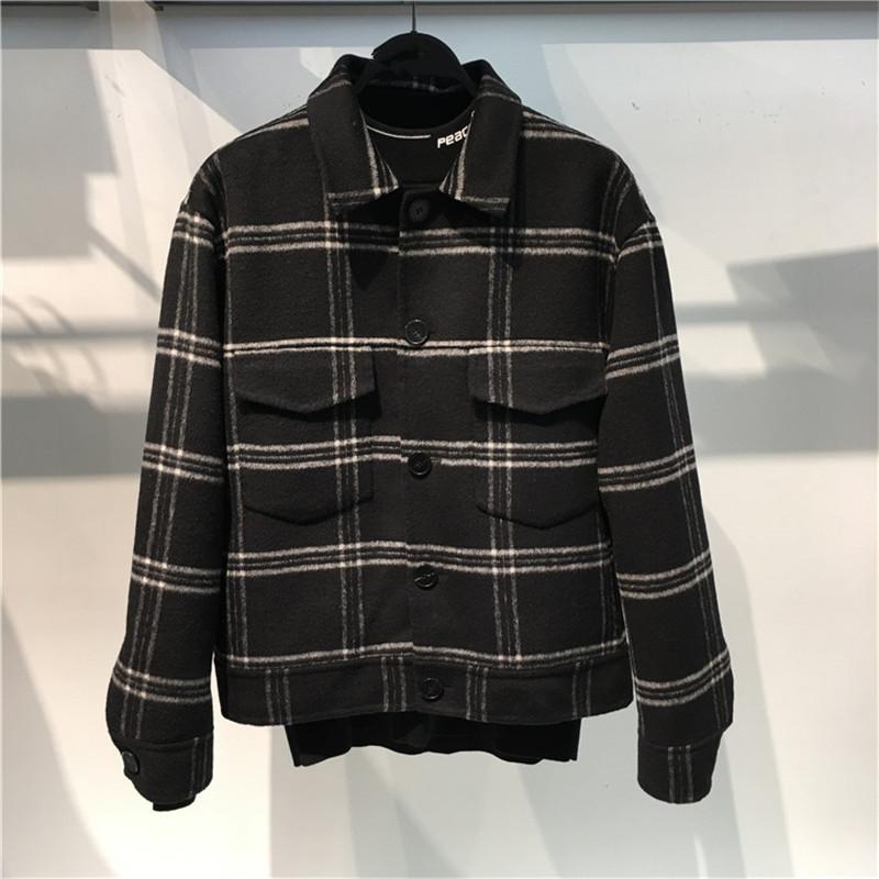 

Spot double faced jacket short black and white plaid overcoat men' jacket fashion 178