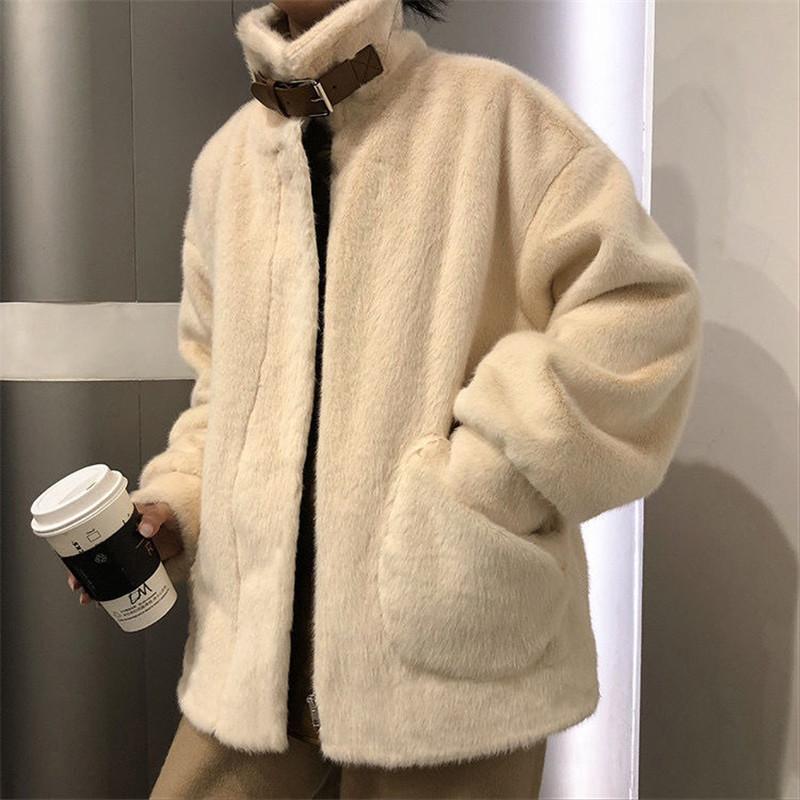

2021 new autumn and winter imitation coat female fur Korean loose lamb all-match casual plush coat, Beige
