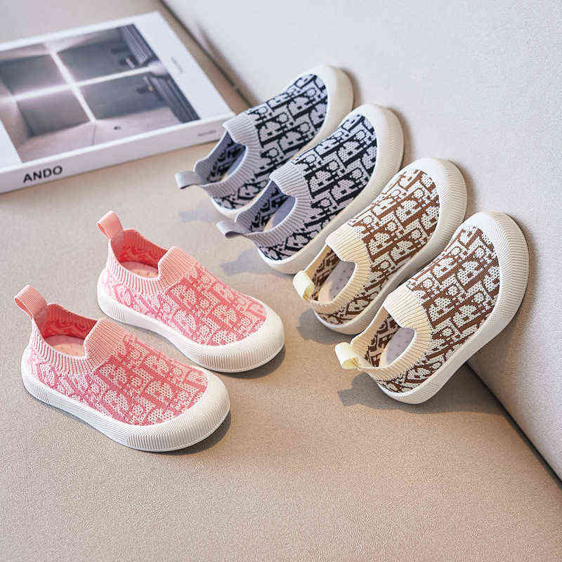

22 spring children's shoes Korean version trendy children's board shoes low top children's casual shoes color matching flying woven baby, Ice plum powder