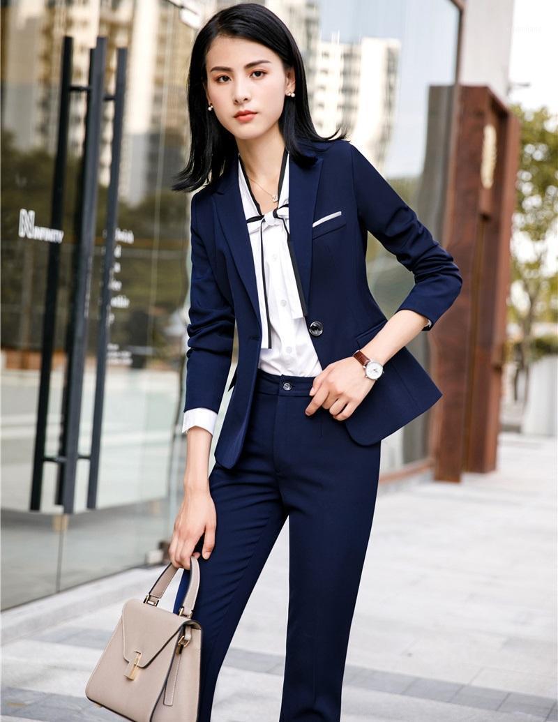 

New Styles Ladies Long Sleeve Women Business Suits With Pants and Jackets Sets Autumn Winter Female Office Work Wear Pants Suits1, Black