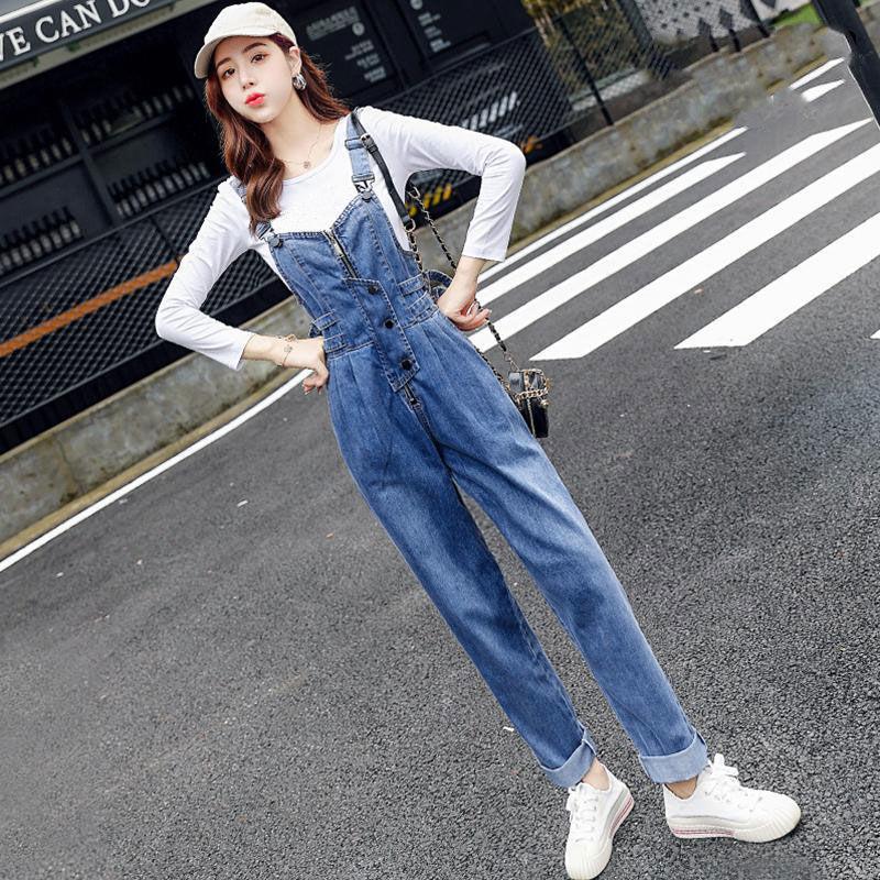 

Strap Jeans Female Jumpsuit 2020 Autumn New Fashion Korean Version of The Western Style Reduced Waist Straight-leg Jumpsuit, Overalls