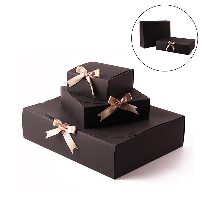 

1PC Chocolate Baking Cookies Packaging Gift Box Kraft Paper Candy Boxes Square Wedding Birthday Shirt Sweater Scarf Gift Box