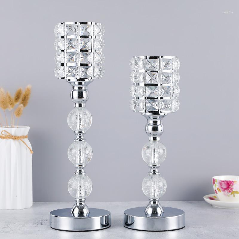 

European Crystal Metal light Candle Holder For Coffee Dining Table Wedding Christmas Halloween Party Home Decoration ZXT0021
