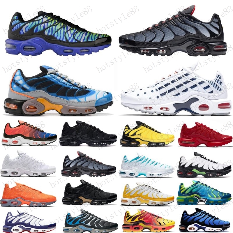 

2020 TN Plus Mens Running Shoes Pink Sea Triple Black White Red Voltage Purple USA Lemon Lime Bumblebee Be True Trainers Sports Sneakers, Box