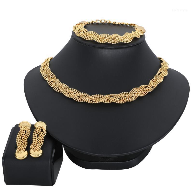 

Earrings & Necklace African 24K Gold Plated Earring And Set Wedding Jewelry Sets For Women Fift, Silver