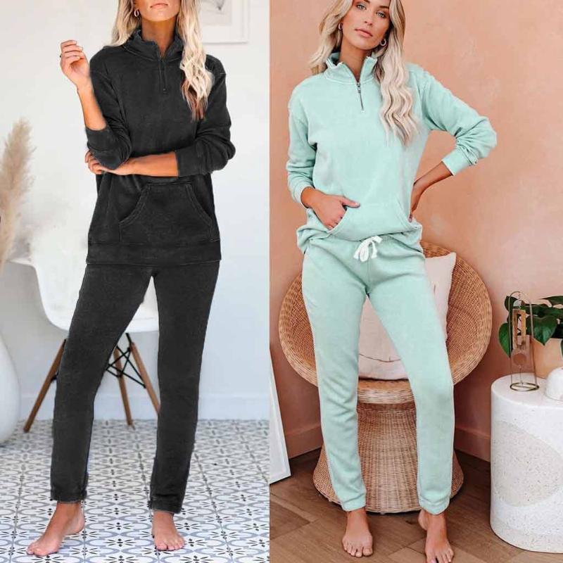

Women Pajamas Print Sets Leisure Wear Lounge Wear Suit Tops+Pants Running Sets Gym Sports Clothes Suit Workout Leggings 2 Piece, Green