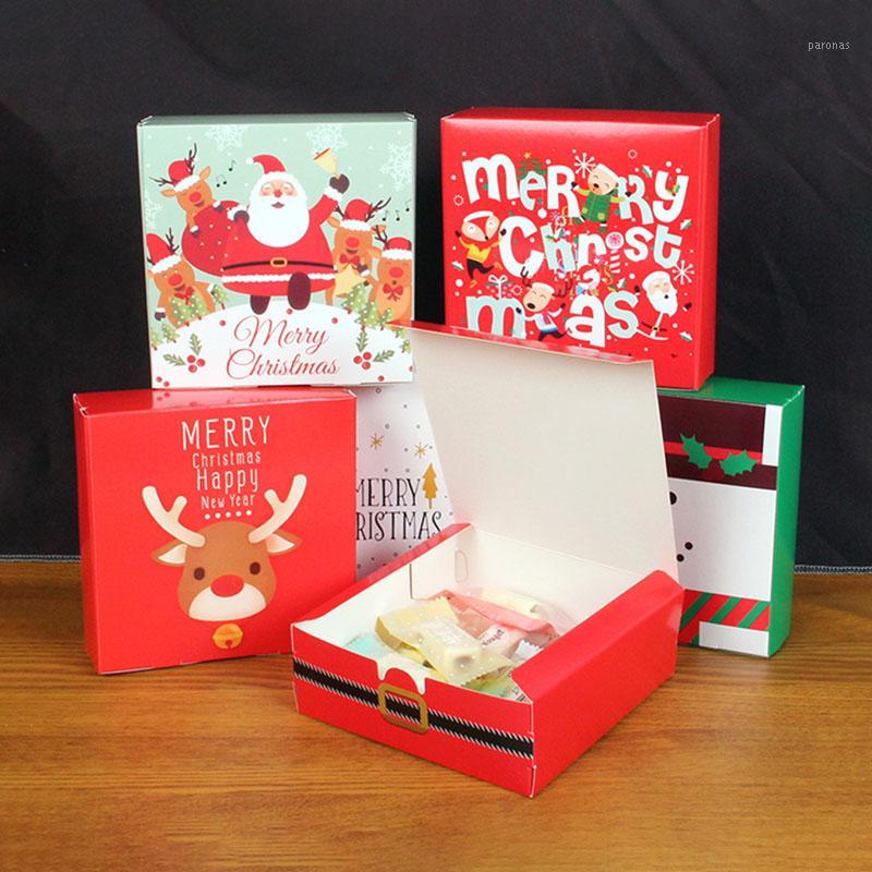 

10pcs Merry Christmas Santa Claus Paper Box Cookie Macaron Cake Boxes Christmas Birthday Party Gifts Packaging Box 14*14*5cm1