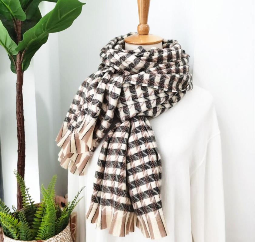 

Windmill Lattice Winter Scarf Weave Women Cashmere Warm Foulard Jacquard Female Scarves Thick Soft Bufanda Shawl Wraps