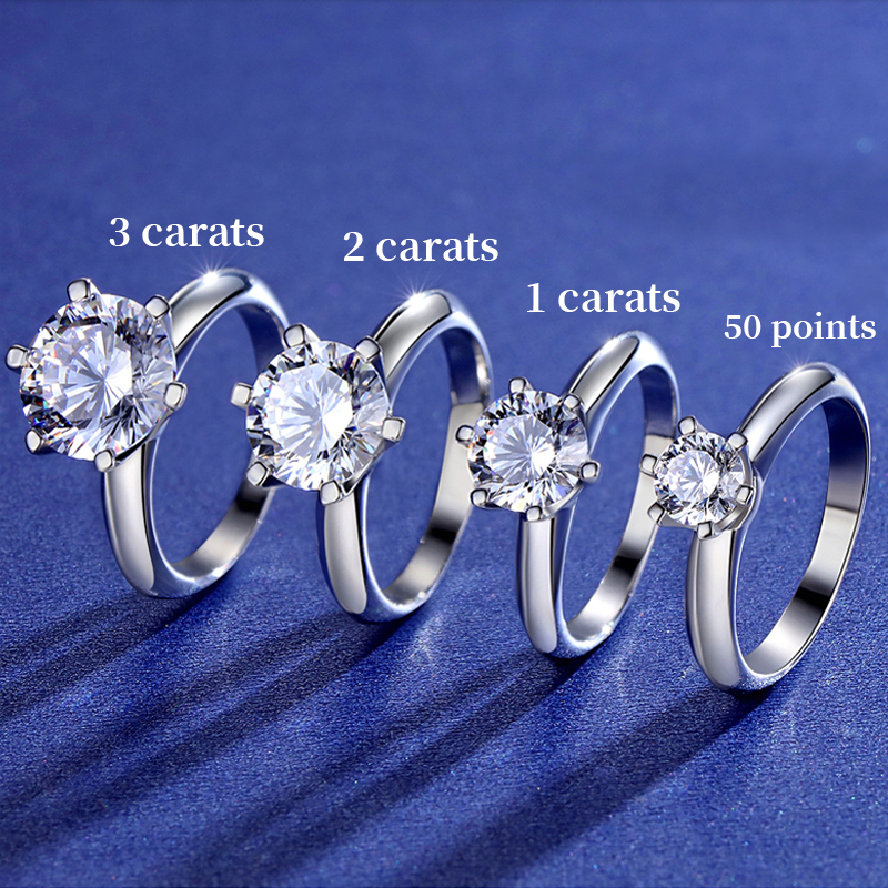 

Wedding Rings,3 Carat 18K White Gold Moissanite diamond stone 100% 925 Sterling Silver for Women's Wedding Ring High Quality