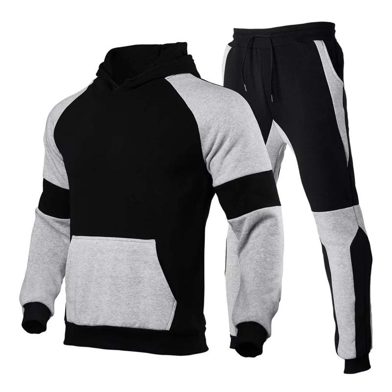 

Tracksuit Men Fashion Hoodies Men Suits Brand Sports Sets Sweatshirts+sweatpants Autumn Winter Fleece Hooded Pullover #3, Black