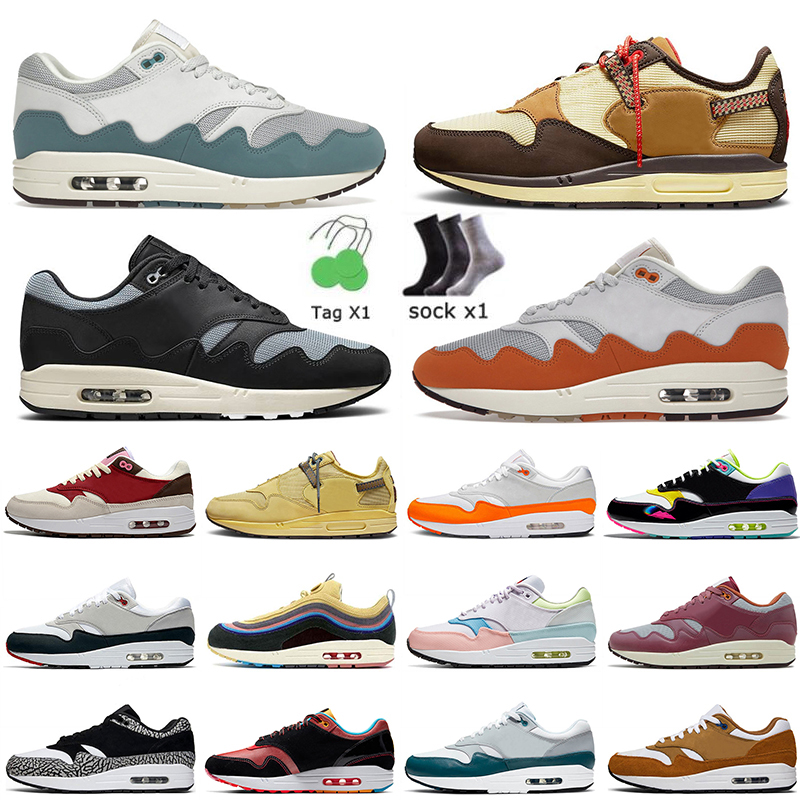 

2022 Fashion Sean Wotherspoon Cushiosn 1 87s Mens Women Running Shoes London Patta Waves Noise Aqua Black Cactus Jack Bacon Elephant Trainers Sneakers Size 36-45, A33 black red 40-45