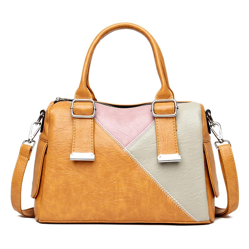 

Genuine Leather Bags for Women 2021 Pillow Patchwork Luxury Handbags Women Bags Deisgner Office Lady Totes Small Shoulder Bag, Black