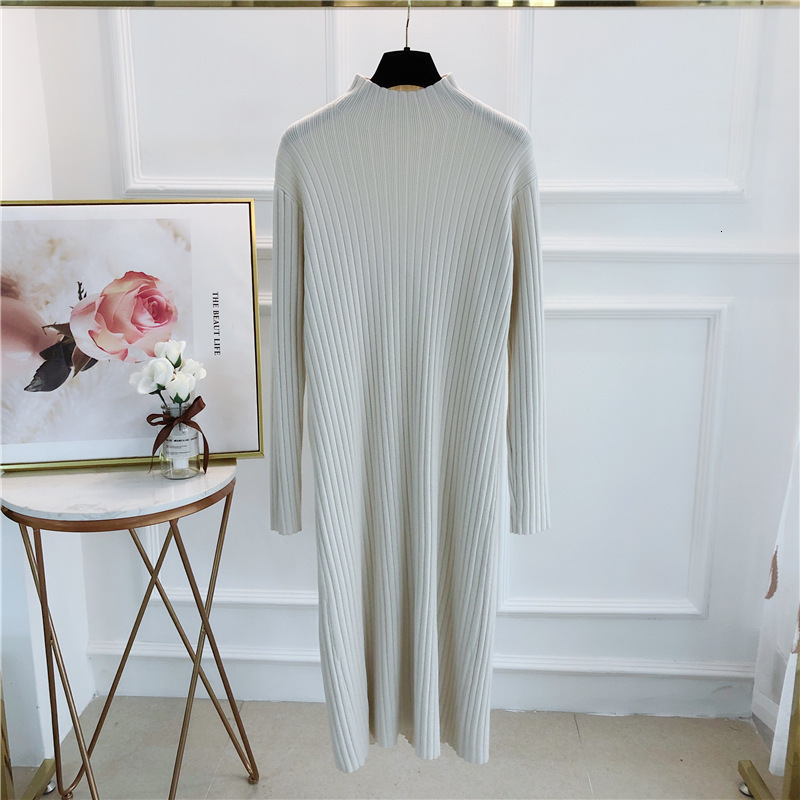 

2021 New Fall and winter lean-fit half-neck high pit solid knitted tightly based weight loss base dress in nightgown of all major games ZRS3, Coffee