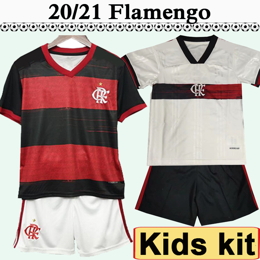 

20 21 Flamengo Kids Kit Soccer Jerseys New DIEGO E. RIBEIRO GUERRERO H. DOURADO Home Football Shirts Short Boy Camisetas de Futebol, Tz2706 2021 home no socks
