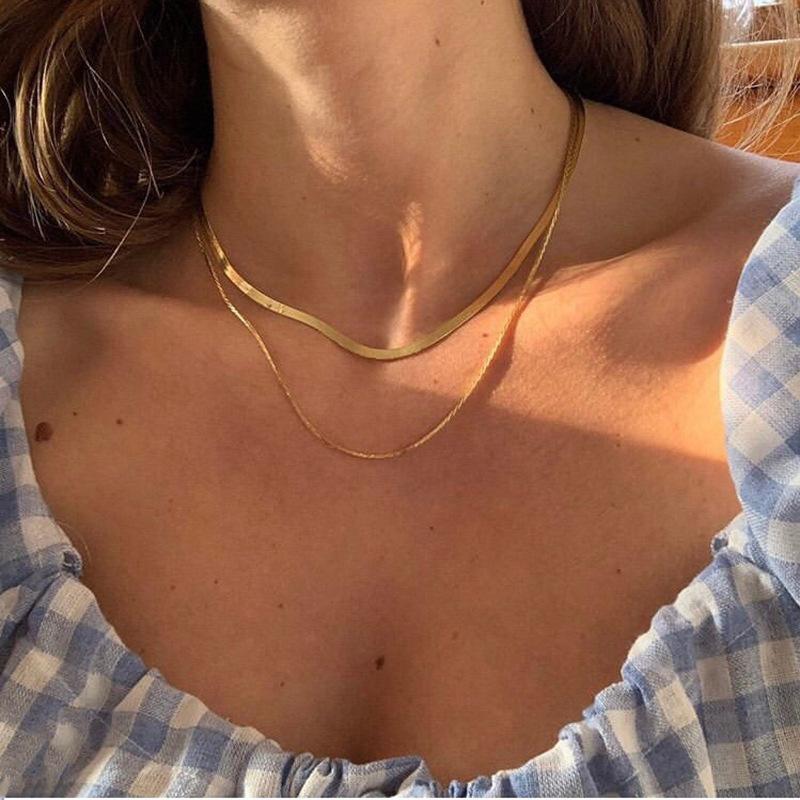 

Chokers 2021 Women Punk Necklaces Metal Snake Chain Necklace Colliers Female Wide Chains Choker Collars Vintage Bijoux