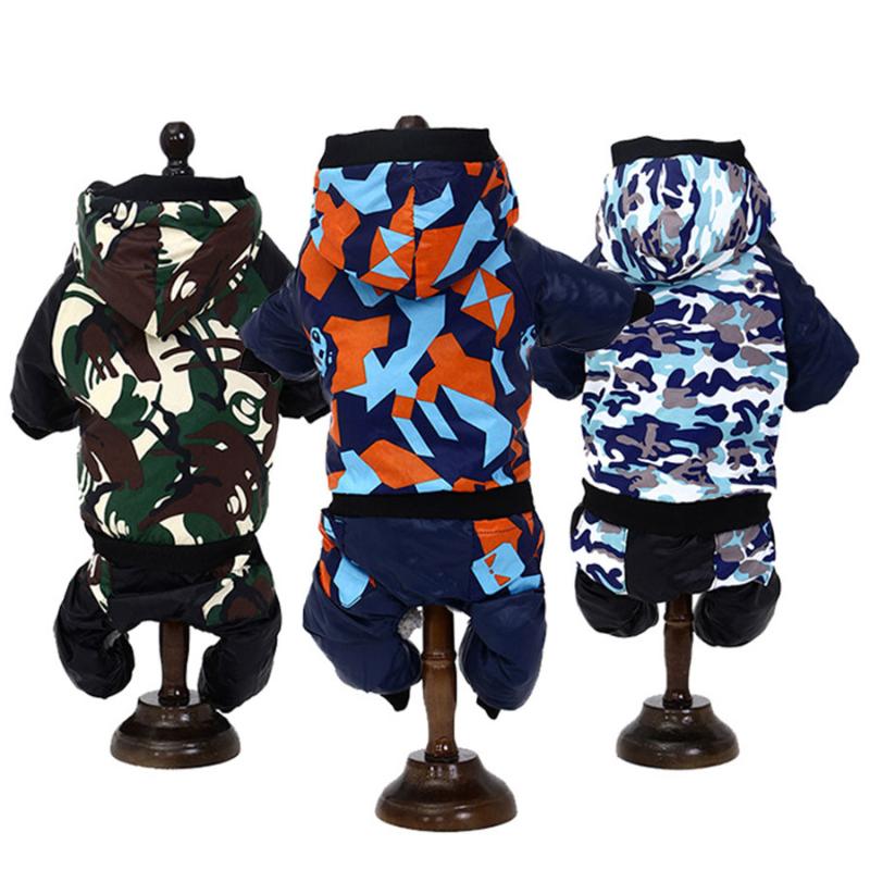 

Winter Warm Dog Jumpsuit Waterproof Hoodie Camouflage Coat For Small Medium Dogs Pet Clothes Chihuahua Pug Clothing Overalls, Grey blue
