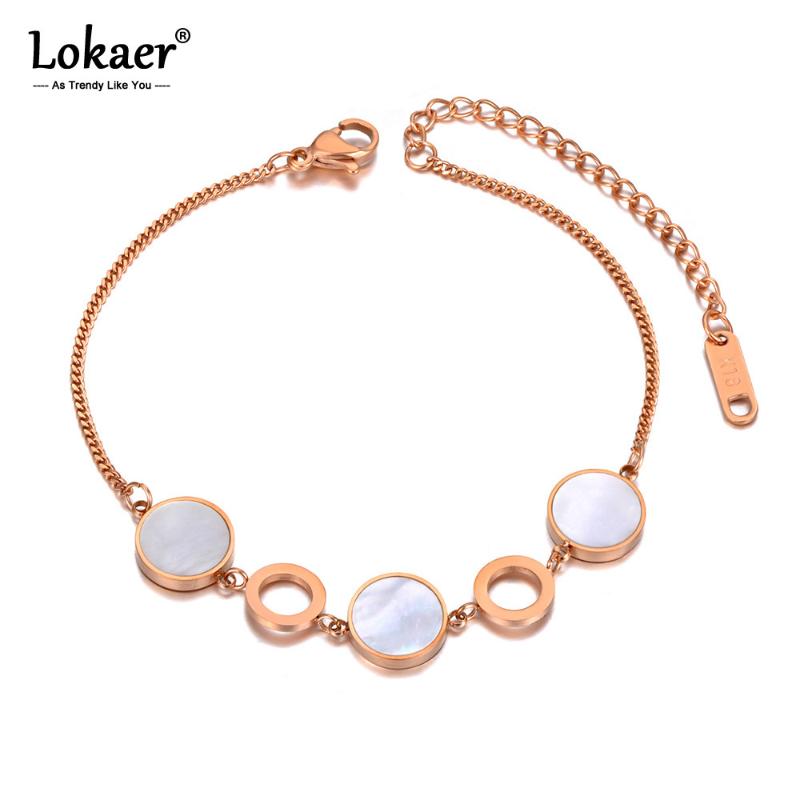 

Lokaer Trendy Shell Round Circle Charm Party Bracelet Bangle Stainless Steel Bohemia Chain & Link Bracelets For Women B20215