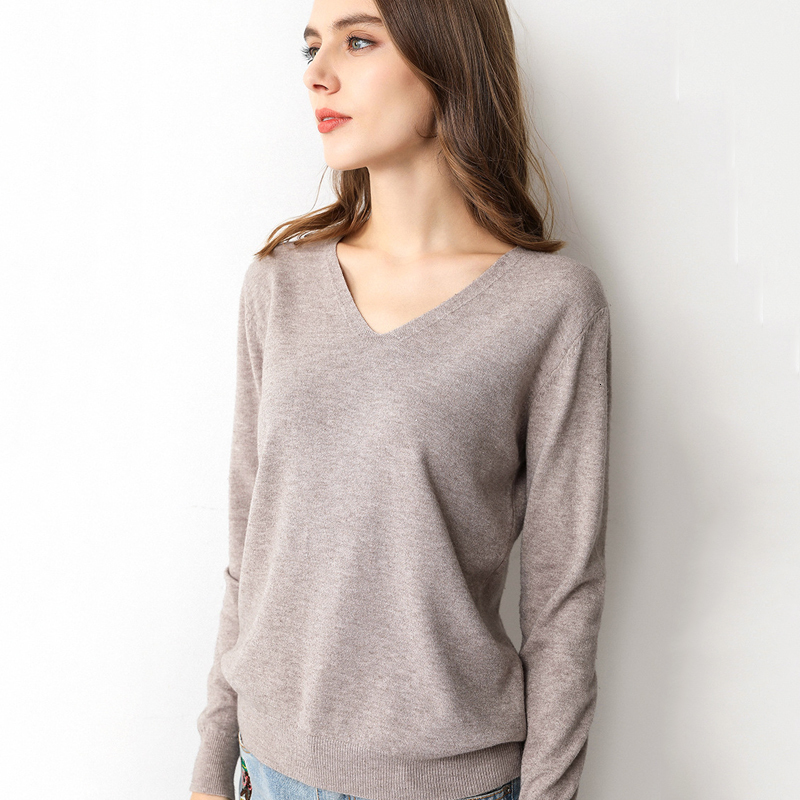 

2021 New Spring Fall Basic for Women Solid Knitted Sweater with Long Sleeve Female Casual Pull Jumpers Thin G7c4, Skin pink