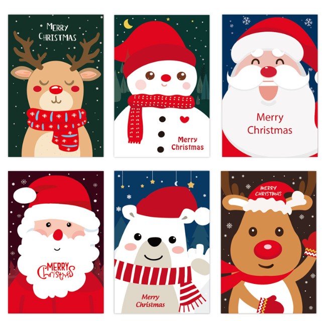 

Creative Santa Claus Snowman Greeting Card Merry Christmas card new year cartoon Blessing cards 10*15cm Christmas decorations