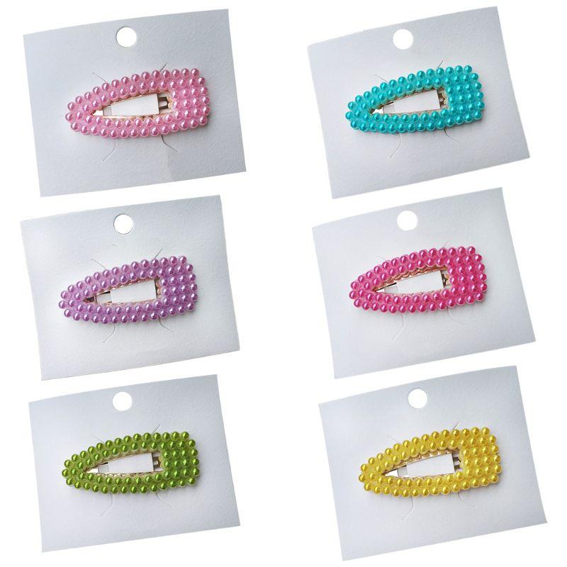 

Korean Candy Color Imitation Pearl BB Hair Clip Women Girl Side Bangs Styling Snap Barrette Geometric Hollow Water Drop Hairgrip