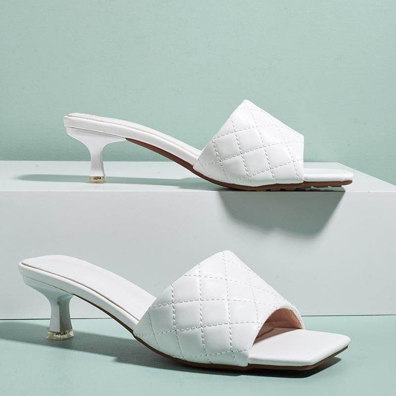 

Plus Size 41 Ladies Sandals And Slippers White Slippers Summer Square Toe Sandals Casual Low Heels Black High Heels
