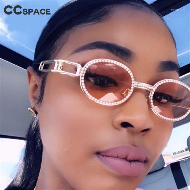 

47169 Pearls Oval Sunglasses Women Rhinestone Diamond Decorative Sun Glasses UV4001