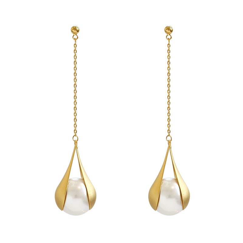 

Fashion Elegant Long Pearl Dangle Earrings Women Pearl Earrings S925 Silver Needle Simple Style Earrings Wedding Party Jewelry