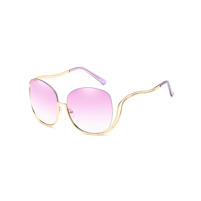 

2021 New Laoke Europe and the United States Fashion Half-frame Curved Leg Color Marine Lens Sunglasses Unisex Jy66145 1haa