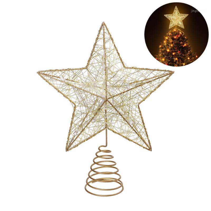 

NICEXMAS Christmas Tree LED Star Tree Topper Battery Operated Treetop Decoration (Gold)1