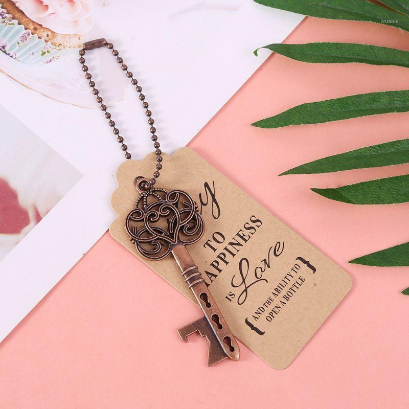 

50Sets Vintage Key Shape Bottle Opener with Tags Card Wedding Party Favors Gift1