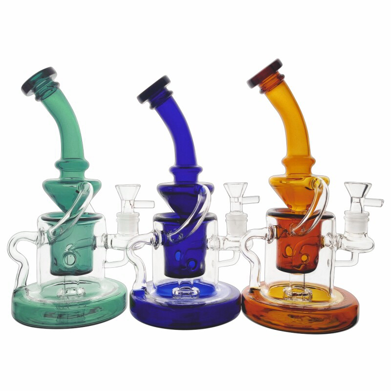 hookahs Tornado Klein Recycler Showerhead Perc Dab Rig beaker glass bongs-image-407614231