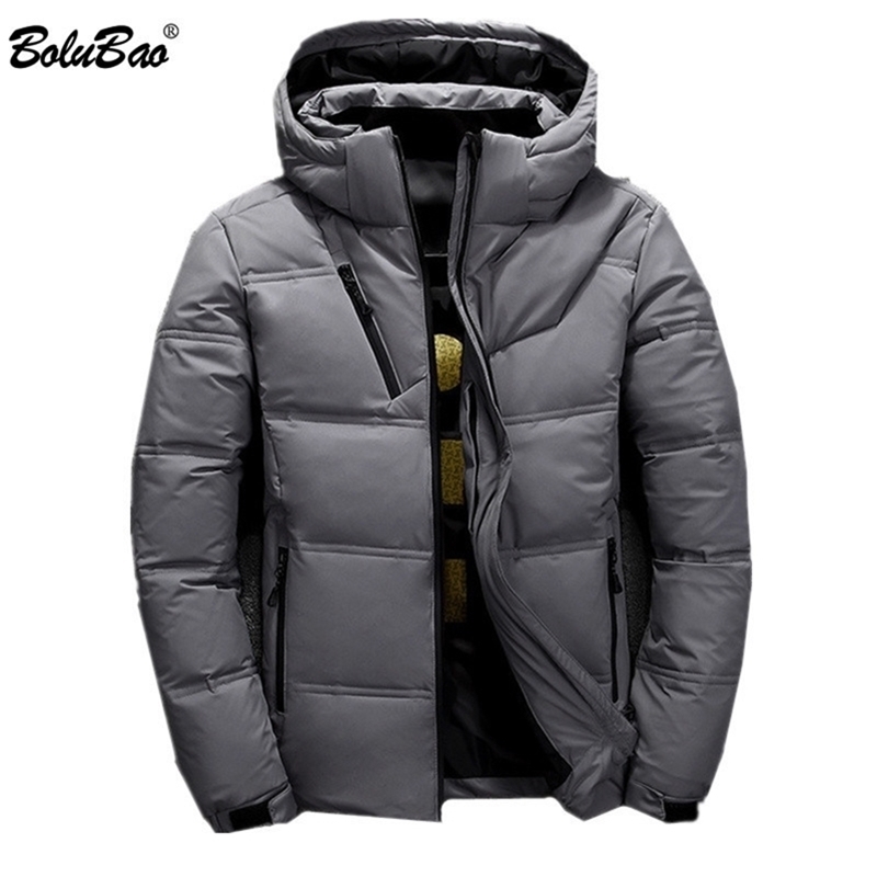 

BOLUBAO Winter New Men Down Jacket Men's Brand Hooded Solid Color Wild Down Coats Casual Warm White Duck Down Jacket Male 201114, Black